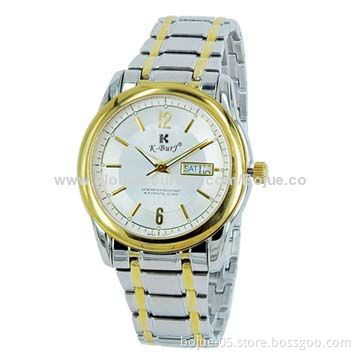 Quartz Stainless Steel Watch with Calendar Date Function, Gold Color